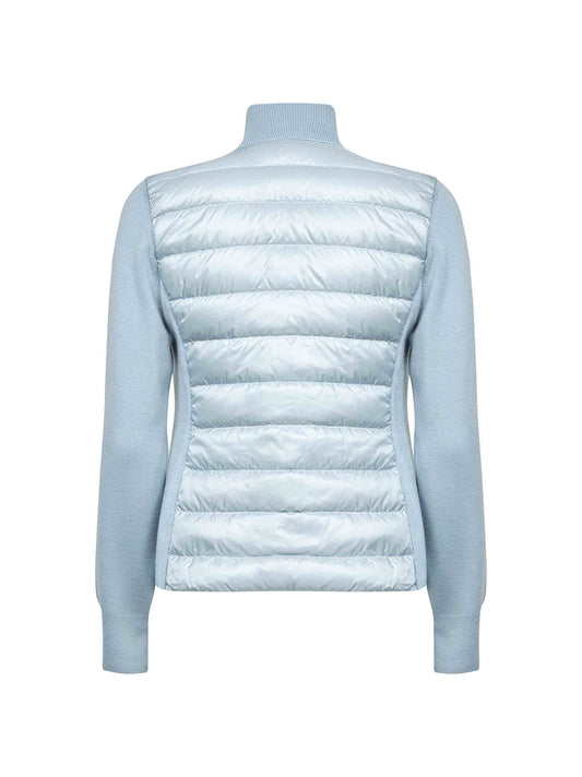 Light blue wool zip-up padded cardigan