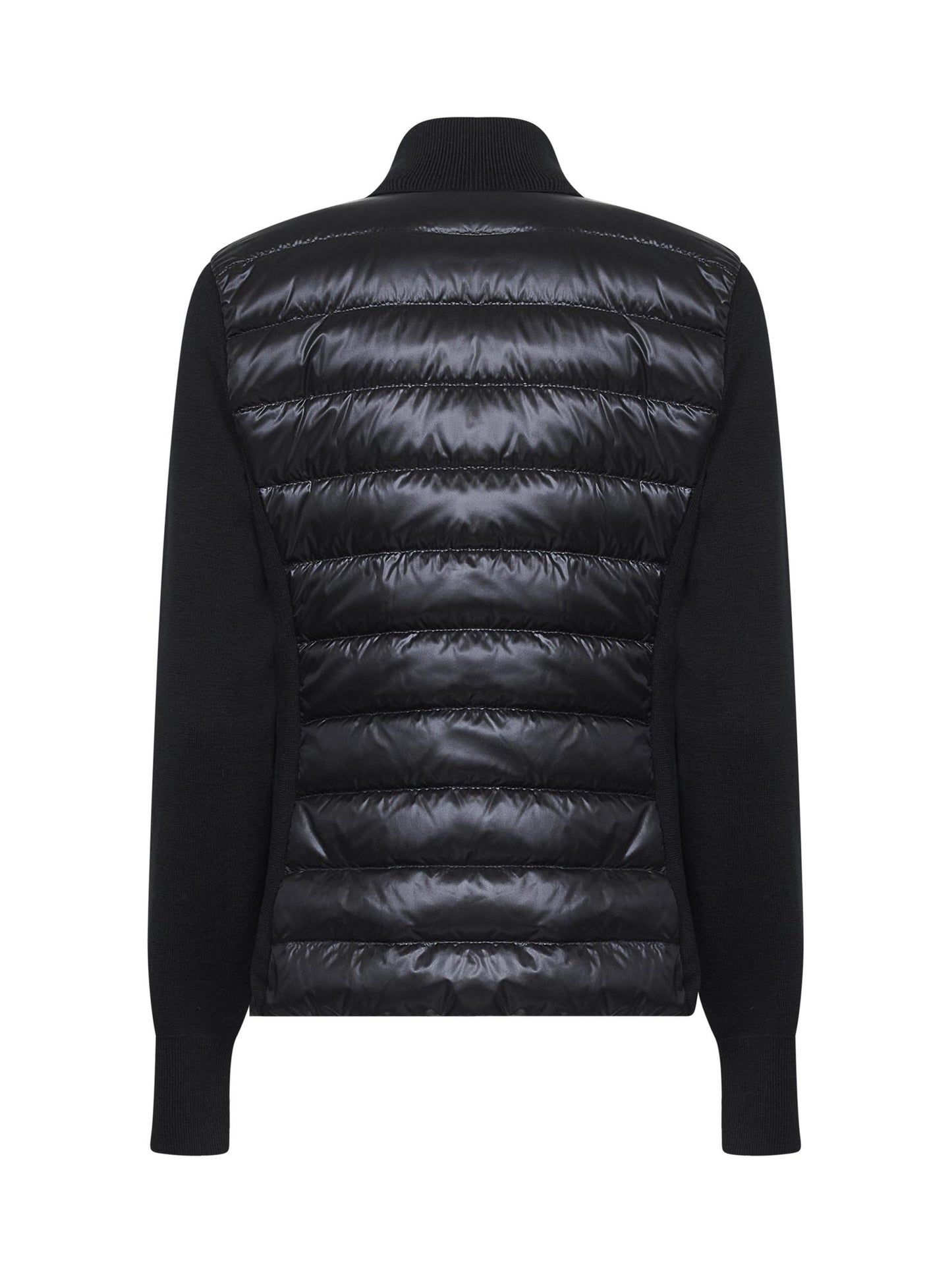 Black wool zip-up padded cardigan