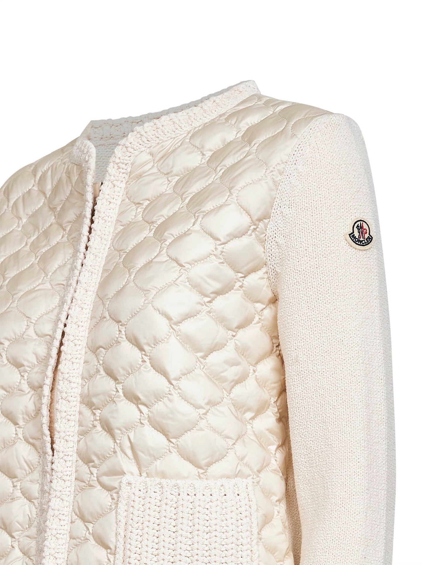 Natural quilted and padded zip-up cardigan