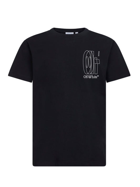 Black cotton jersey slim-fit printed T-shirt