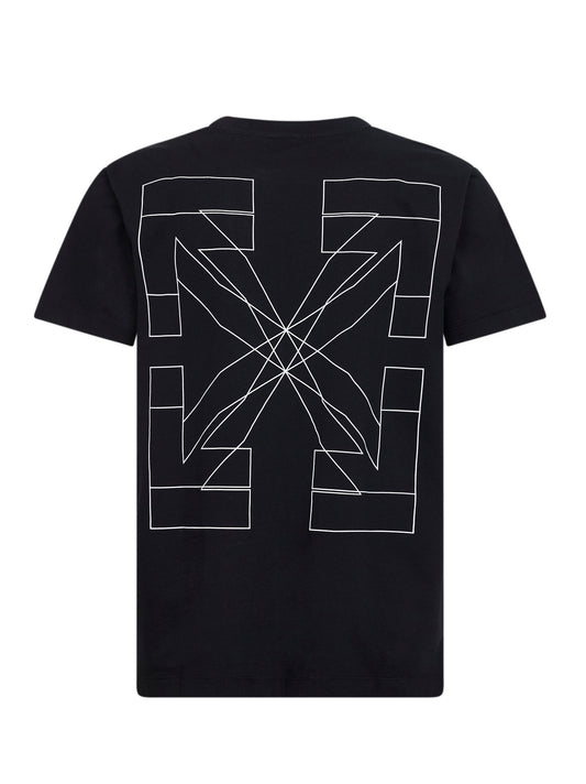 Black cotton jersey slim-fit printed T-shirt