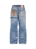 Jeans Rich Kid in denim effetto stropicciato blu
