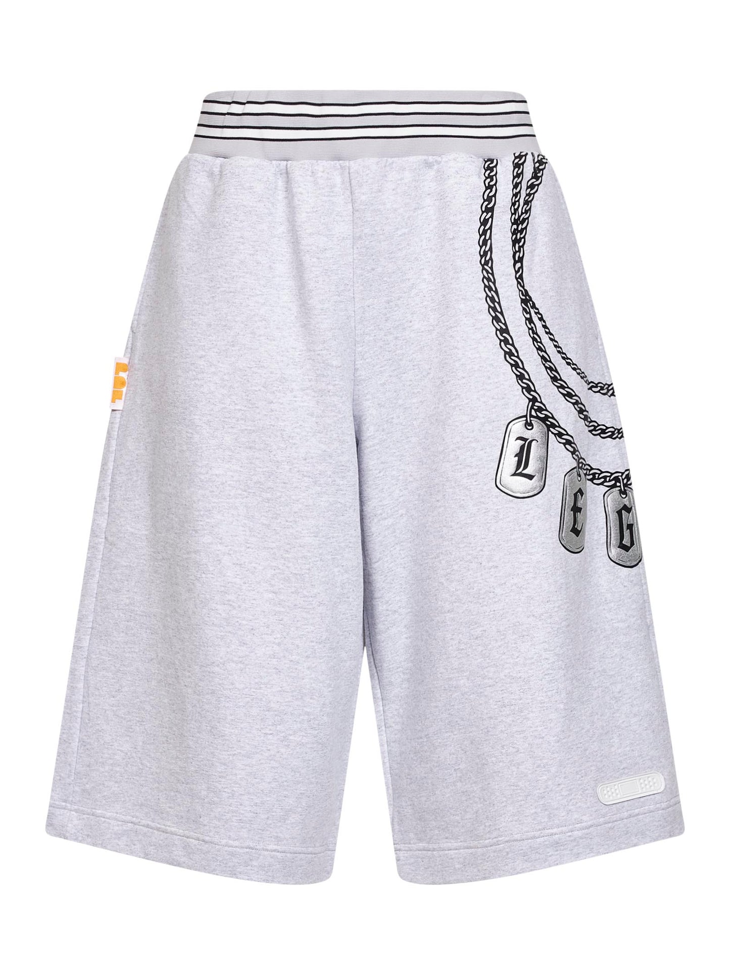 Grey printed cotton jersey Slouch Bermuda shorts