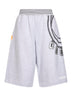 Grey printed cotton jersey Slouch Bermuda shorts