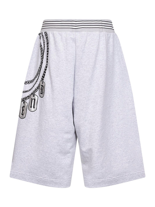 Bermuda Slouch in jersey di cotone stampato grigio