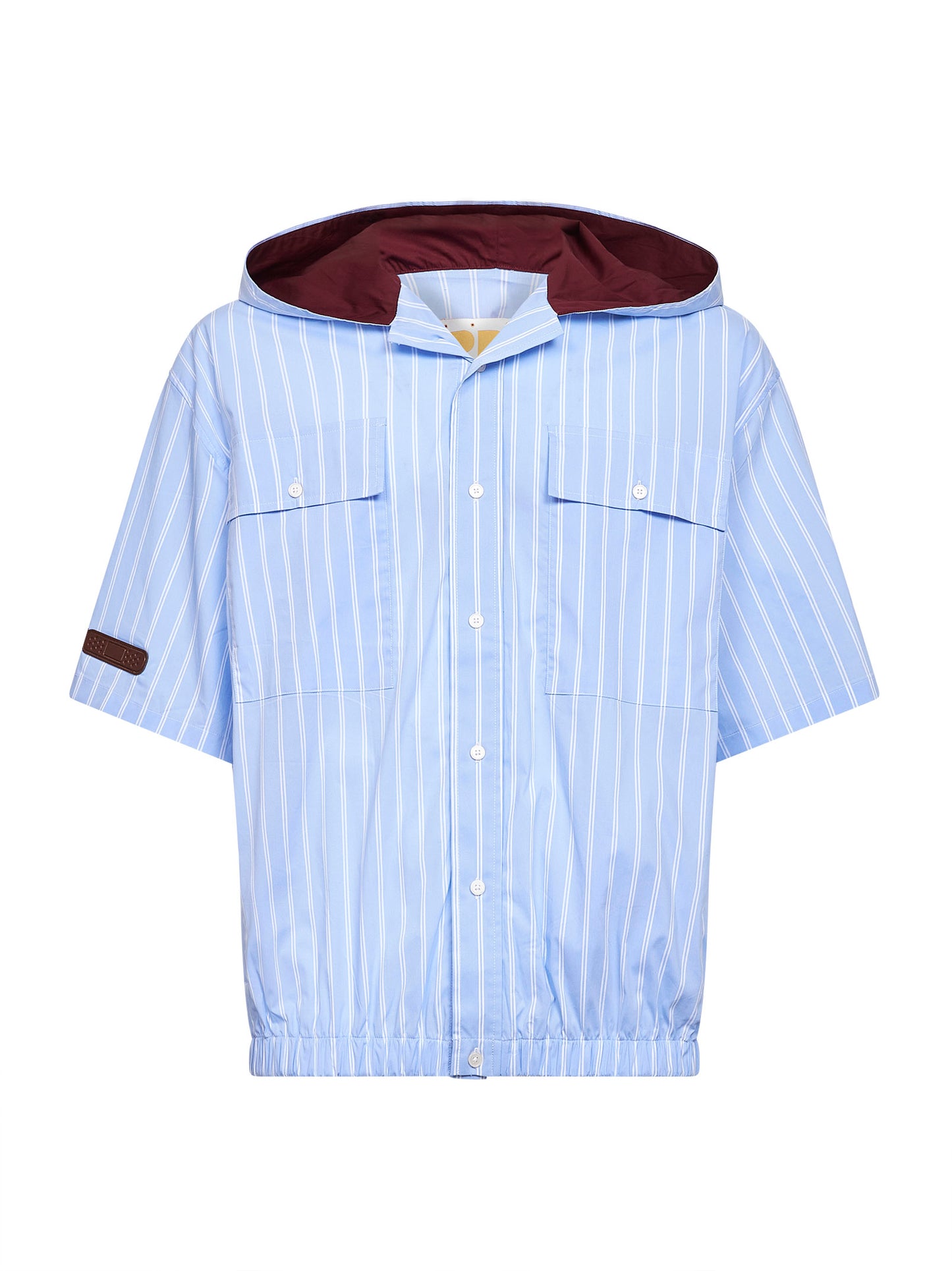 Light blue striped cotton blend Raf hooded shirt