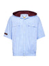 Light blue striped cotton blend Raf hooded shirt