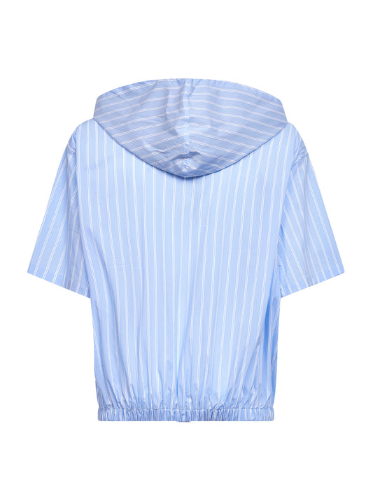 Light blue striped cotton blend Raf hooded shirt