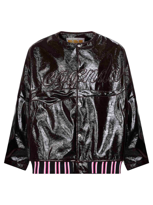 Giacca Leggenda Due in tessuto spalmato bordeaux<BR/>
