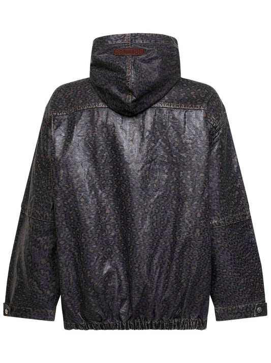 Giacca anorak con cappuccio Sacco in denim maculato