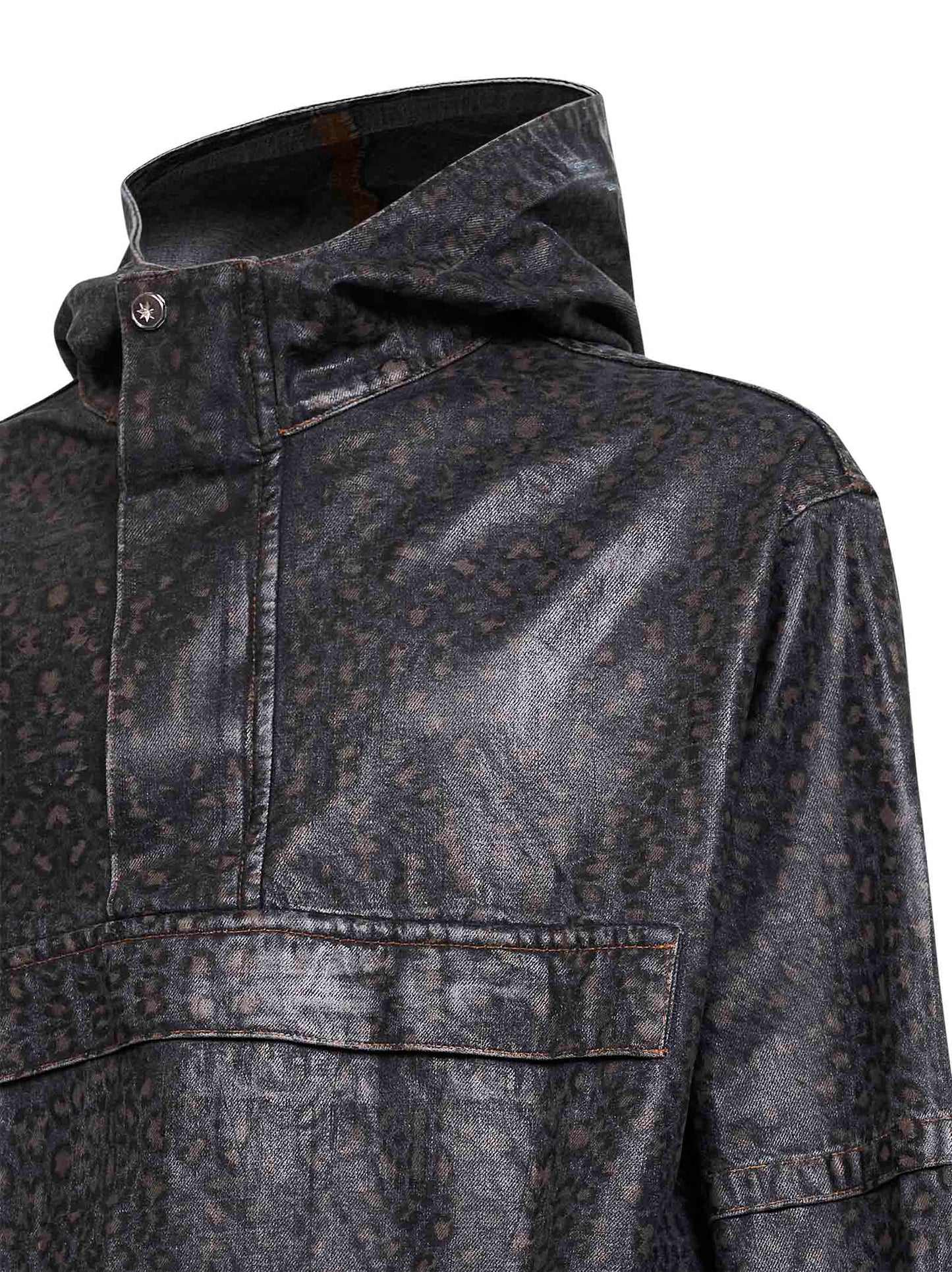 Sacco spotted denim hooded anorak jacket