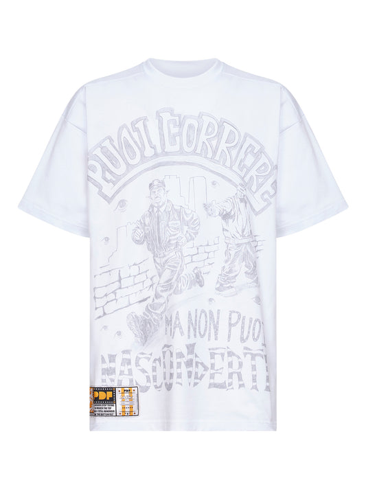 T-shirt stampata in jersey di cotone bianco