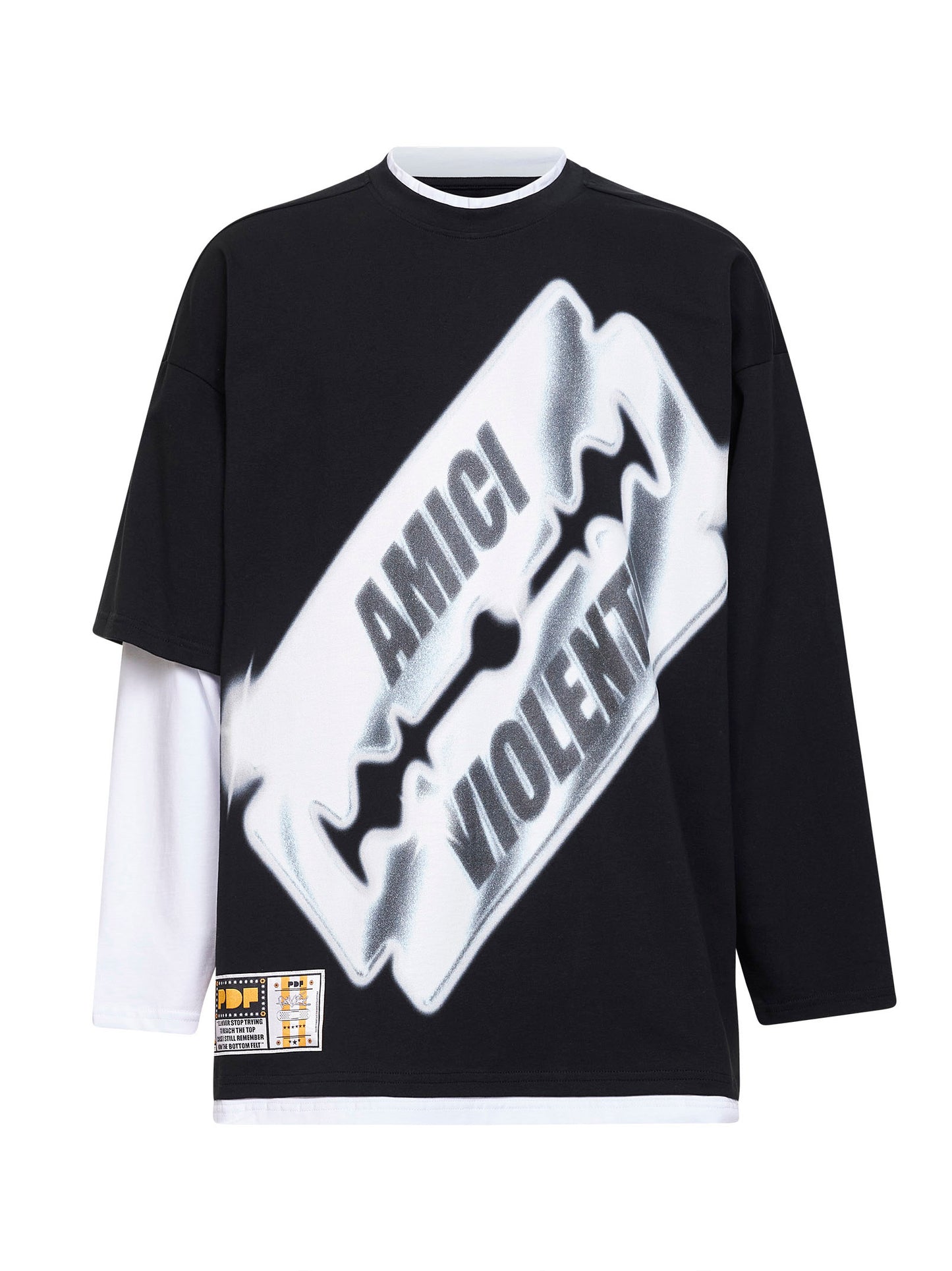 Two-tone jersey No Name asymmetric T-shirt