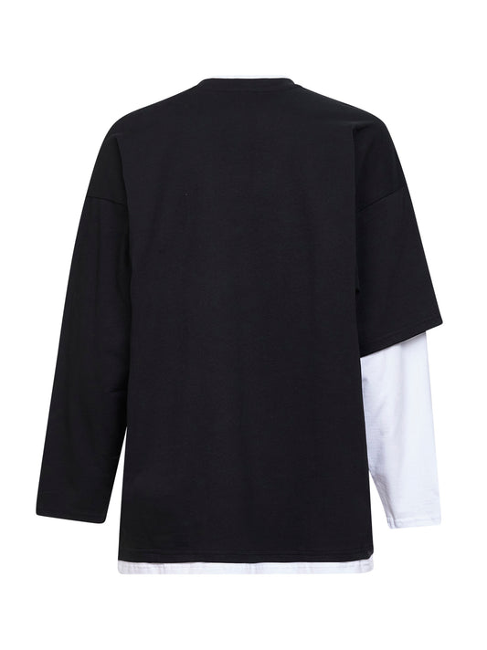 T-shirt asimmetrica No Name in jersey bicolore