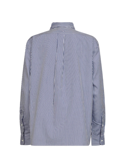 Two-tone striped cotton crop shirt