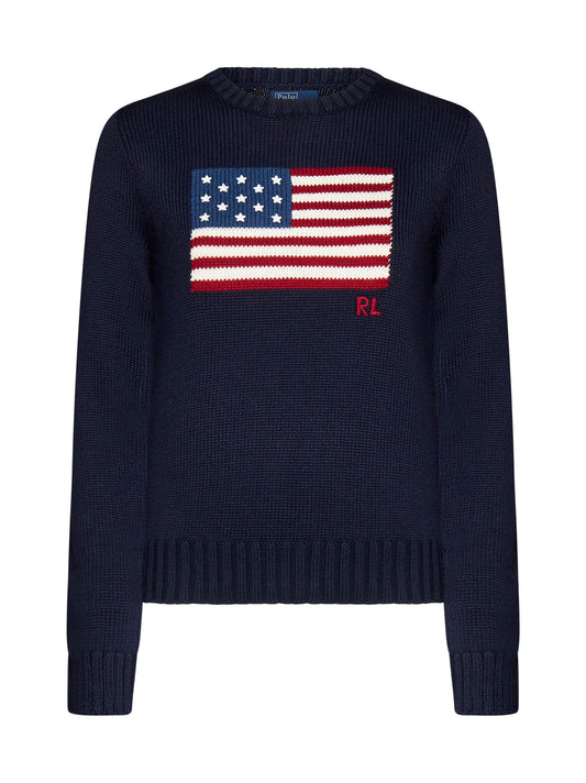 Cotton Sweater with Flag