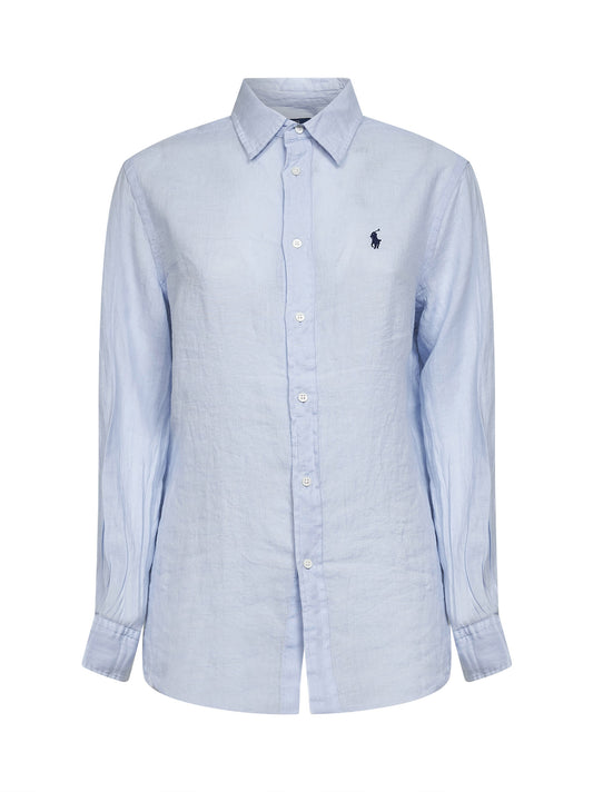 Oxford blue linen Classic-Fit shirt