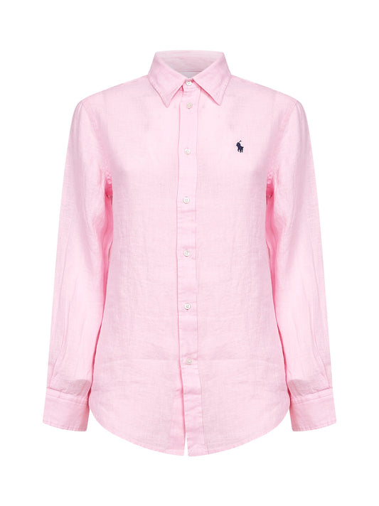Pink linen Classic-Fit shirt