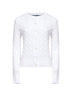 White cable-knit cotton crewneck cardigan