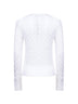 White cable-knit cotton crewneck cardigan