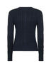 Blue cable-knit cotton crewneck cardigan
