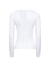 White cable-knit cotton crewneck sweater<BR/>