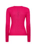 Accent pink cable-knit cotton crewneck sweater