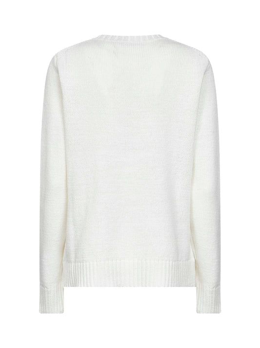 White linen and cotton Polo Bear sweater