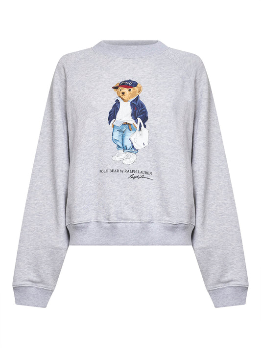 Felpa girocollo Polo Bear in felpa loopback grigia