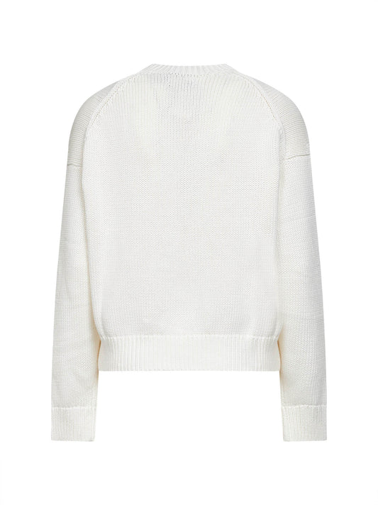 Maglia girocollo Big Pony in cotone bianco