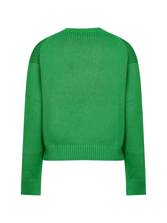 Maglia girocollo Big Pony in cotone verde