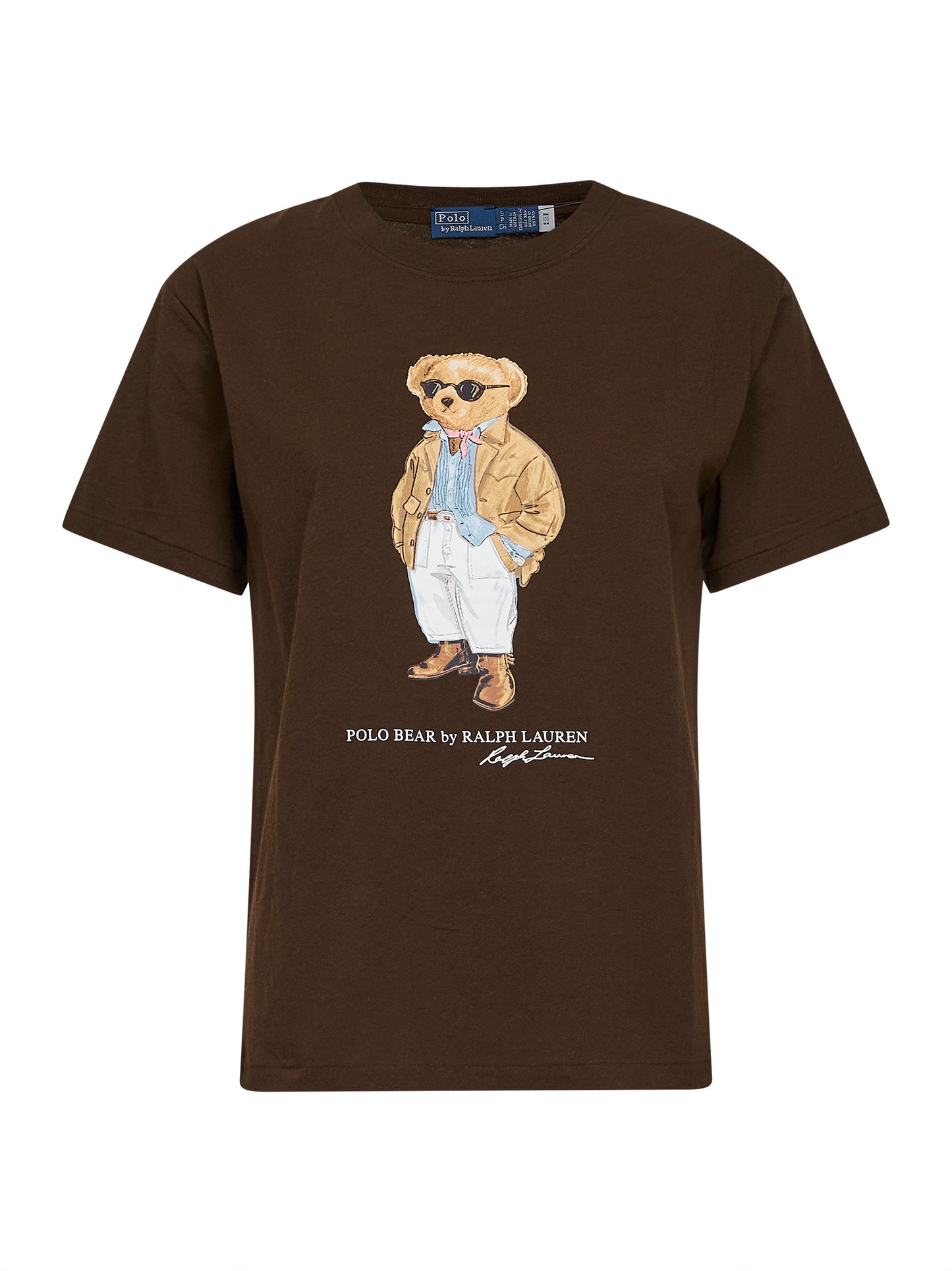 T-shirt Polo Bear in jersey di cotone marrone scuro