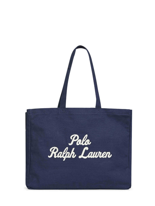 Tote ricamata blu navy<BR/>