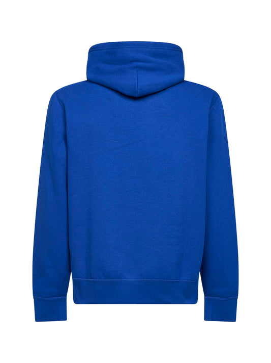 Felpa con cappuccio in misto cotone blu reale