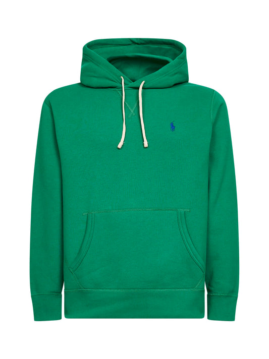 Felpa con cappuccio in misto cotone verde