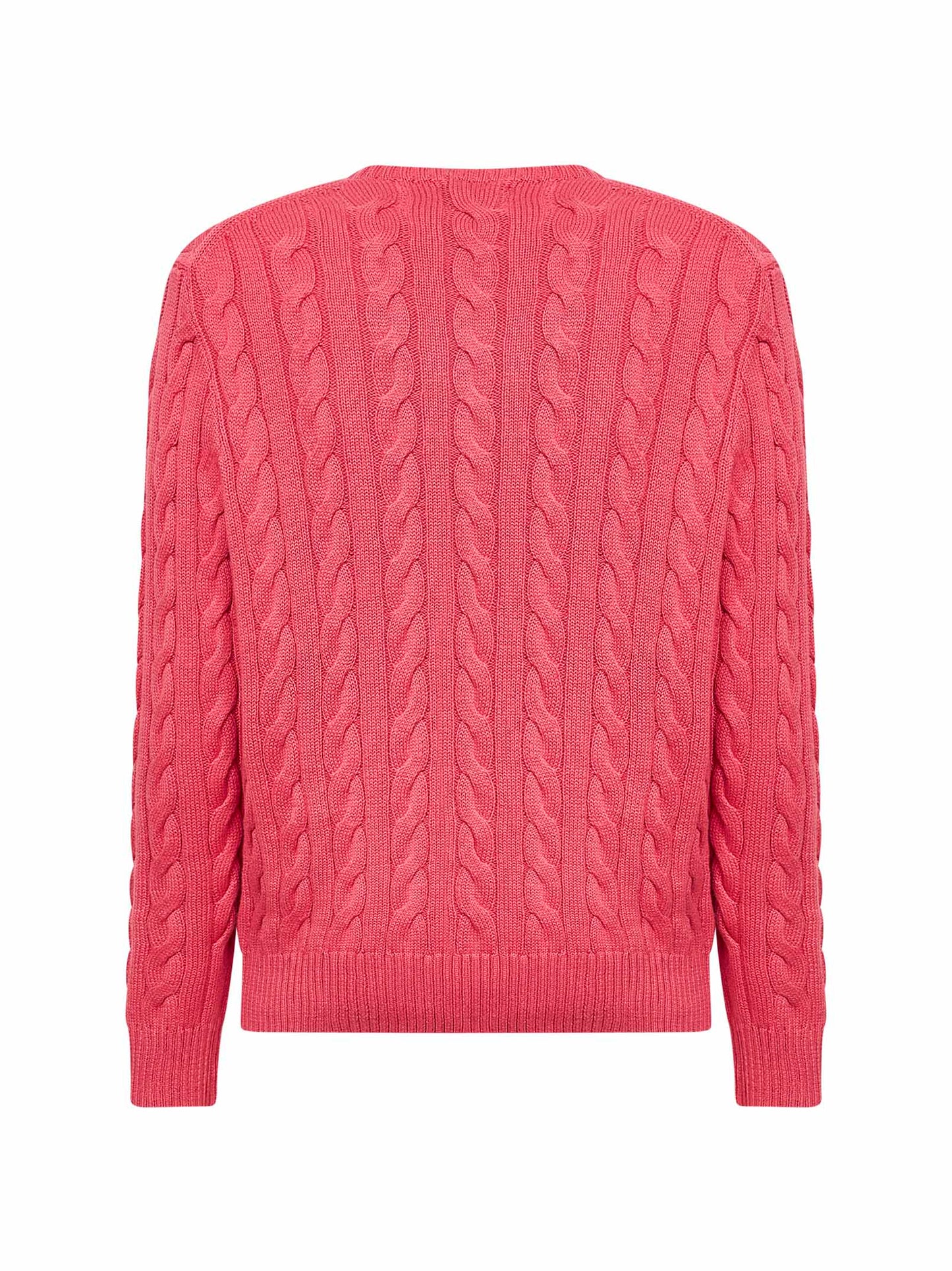 Maglia girocollo in cotone a trecce rosso pallido