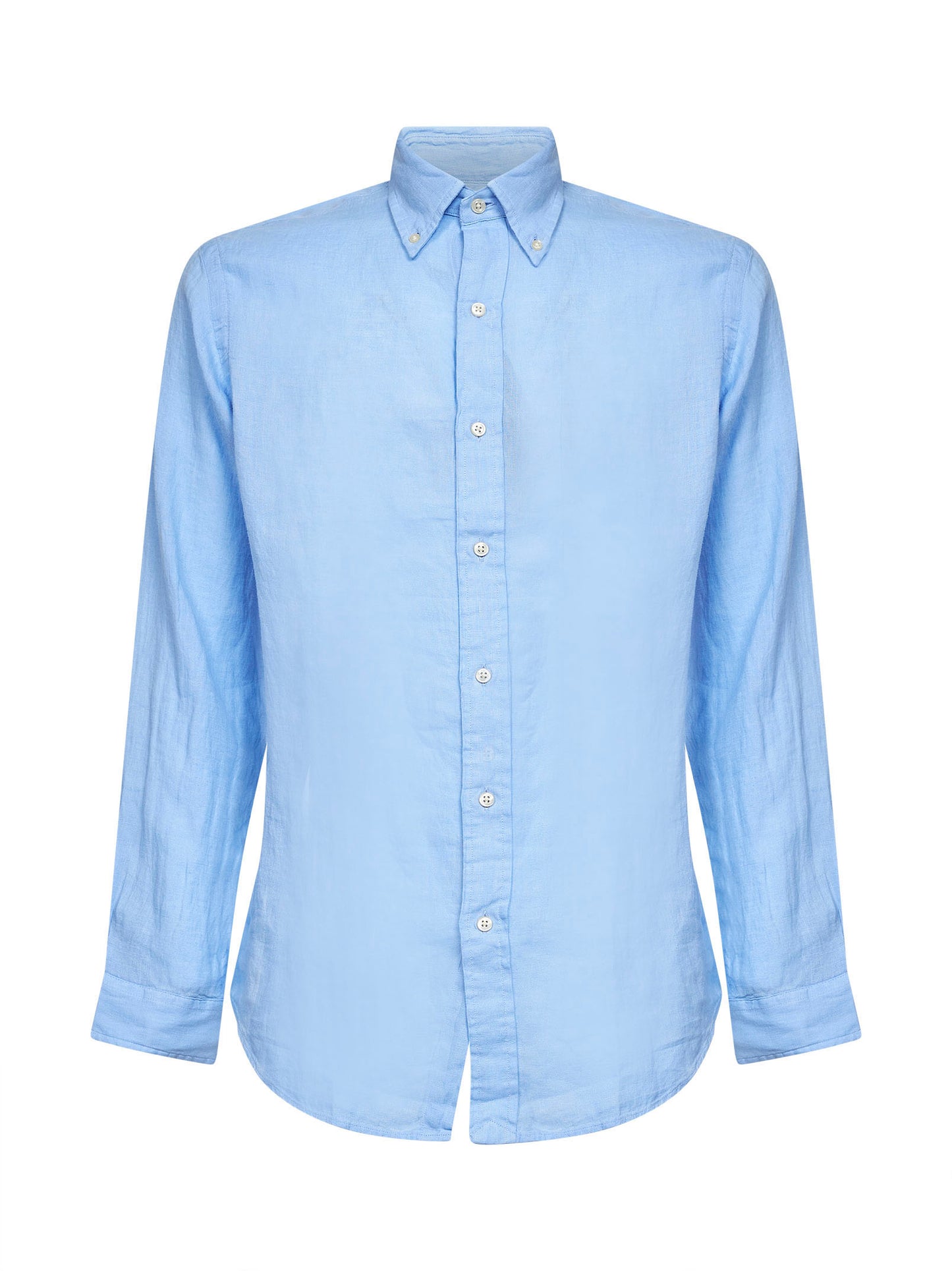 Camicia Custom-Fit in lino azzurro