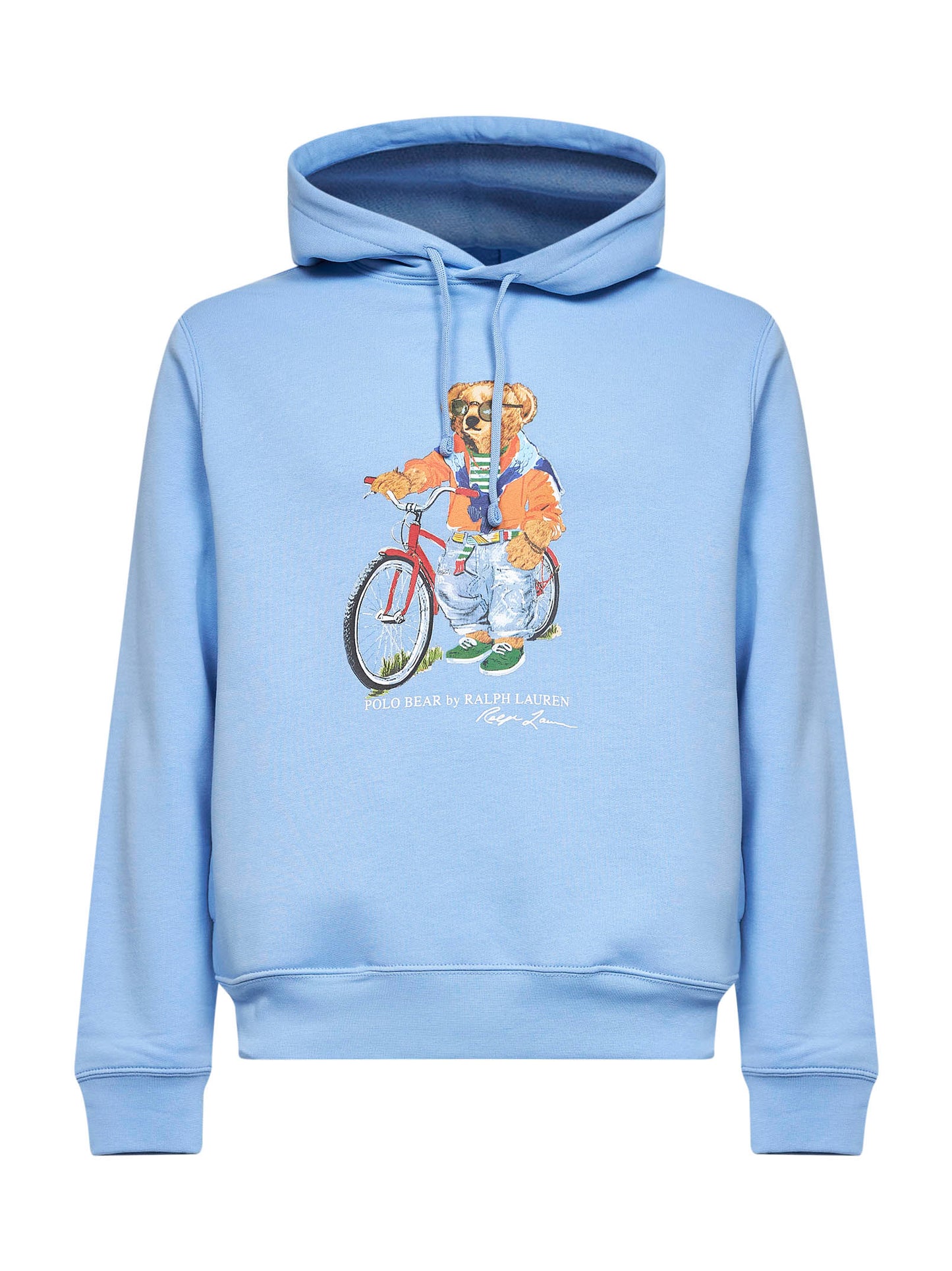 Felpa con cappuccio Polo Bear in cotone azzurro
