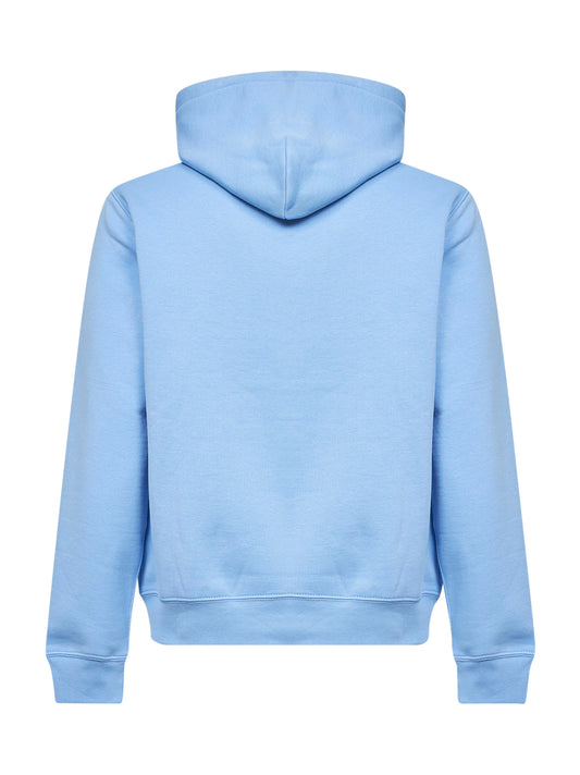 Felpa con cappuccio Polo Bear in cotone azzurro