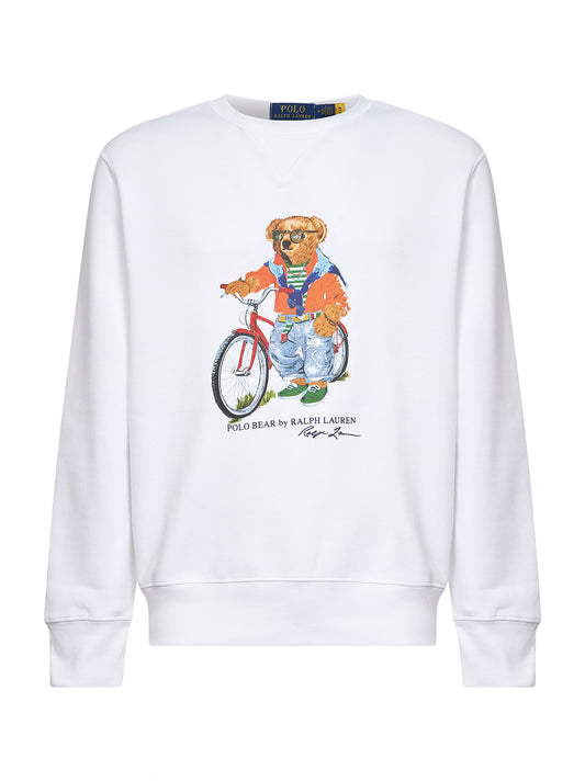 Felpa girocollo Polo Bear in cotone bianco