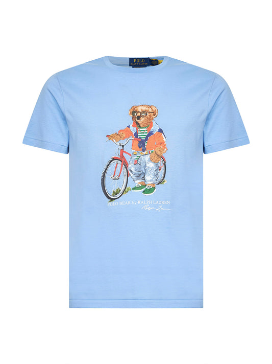 T-shirt Polo Bear Custom Slim-Fit in jersey azzurro