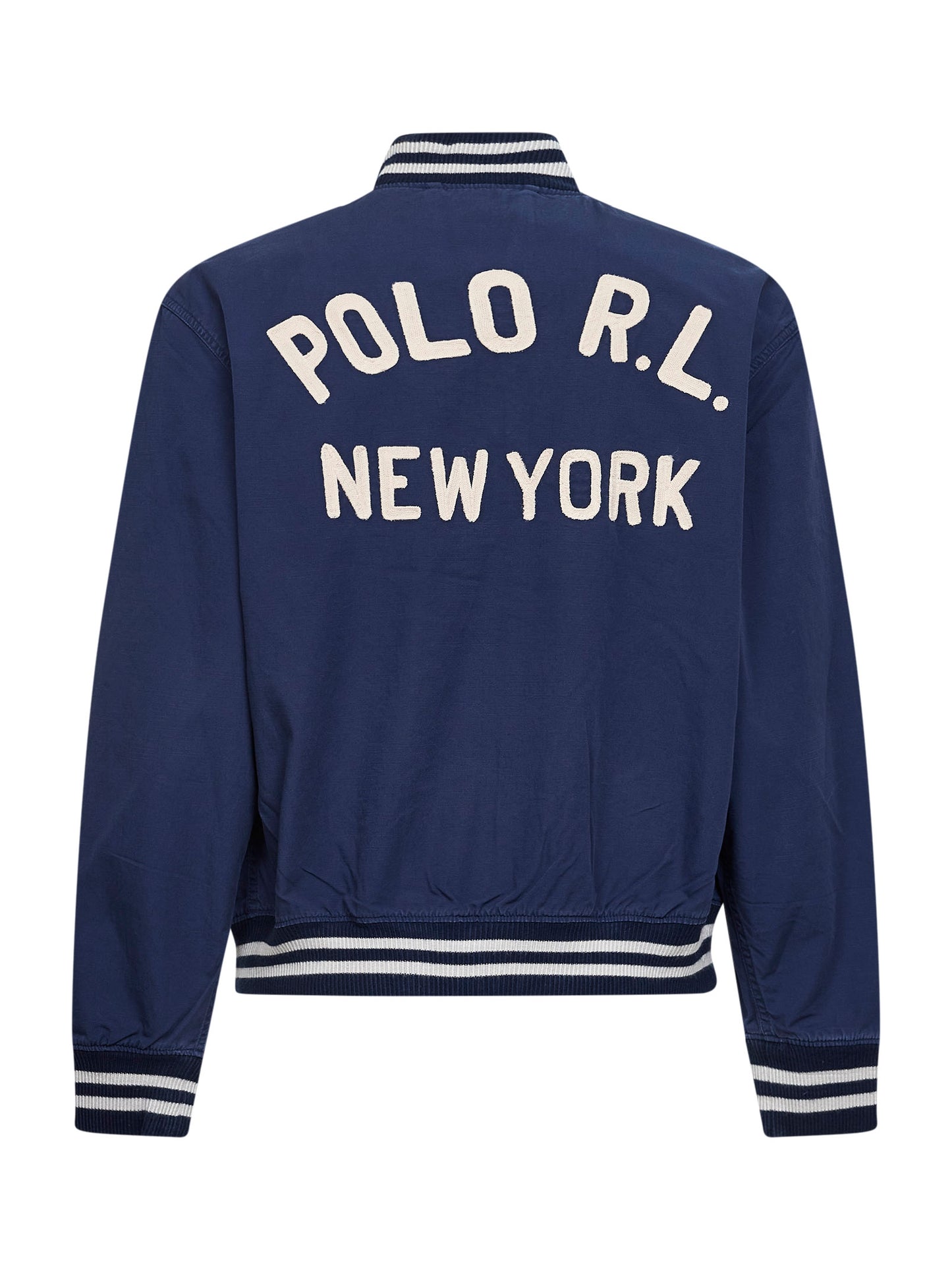 Giacca sportiva in tela ricamata blu navy