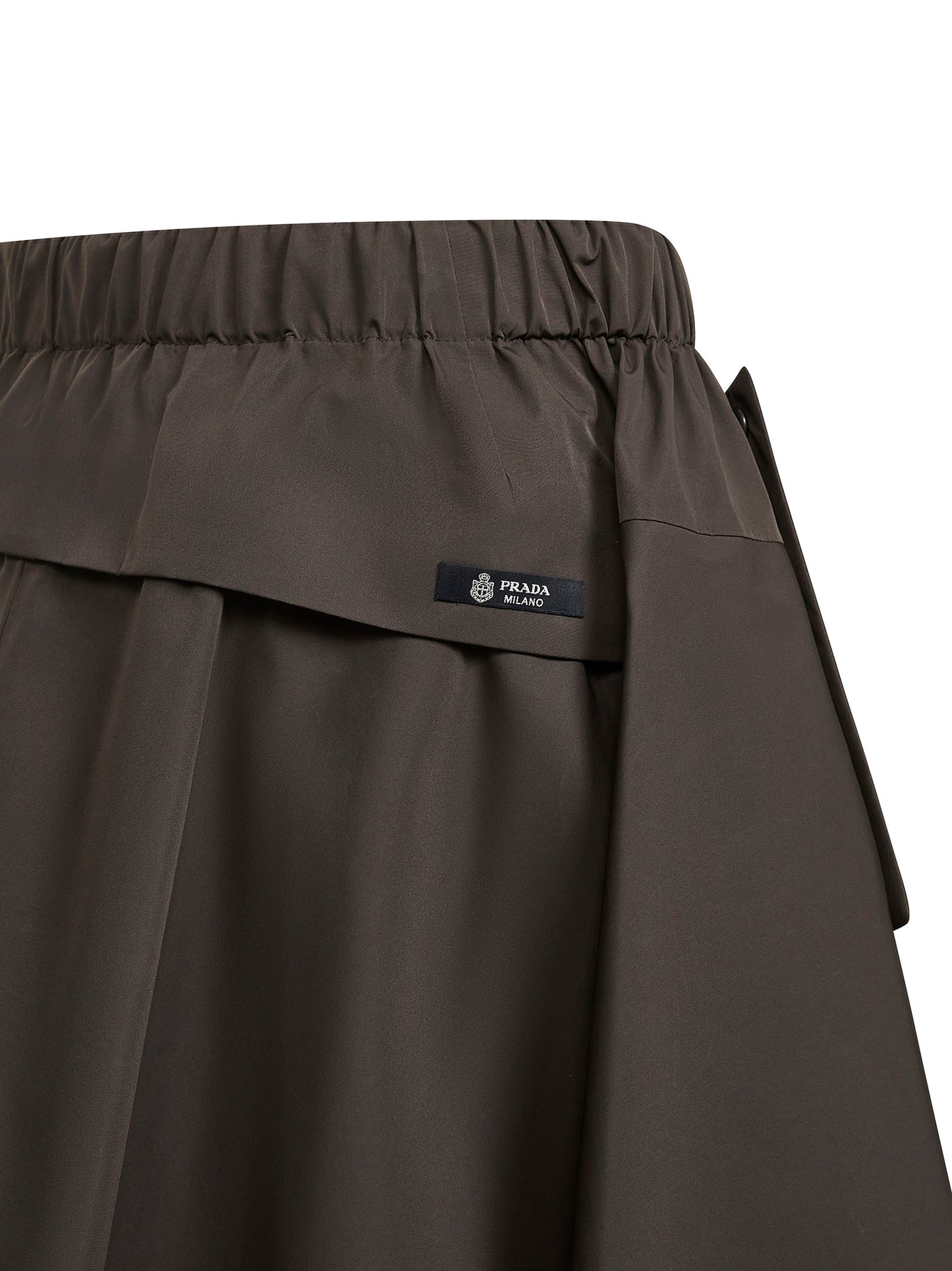 Gonna midi ampia in tela tecnica verde