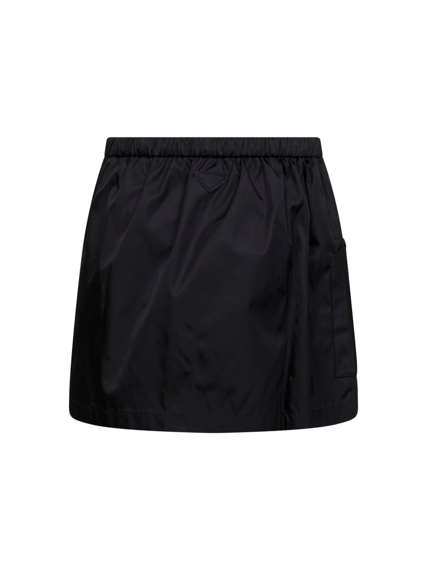 Black Re-Nylon belted mini skirt