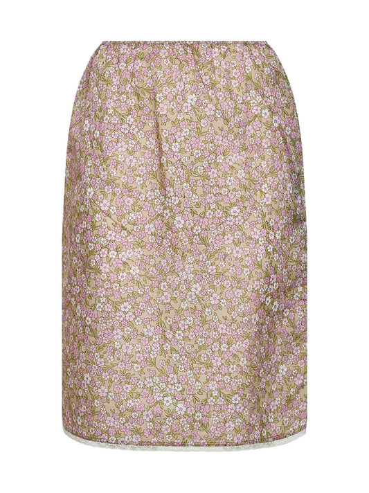 Alabaster printed nylon midi skirt