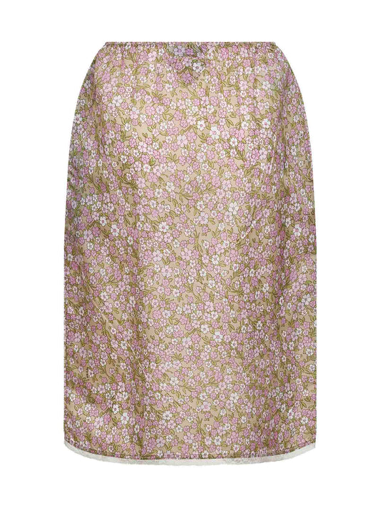 Alabaster printed nylon midi skirt