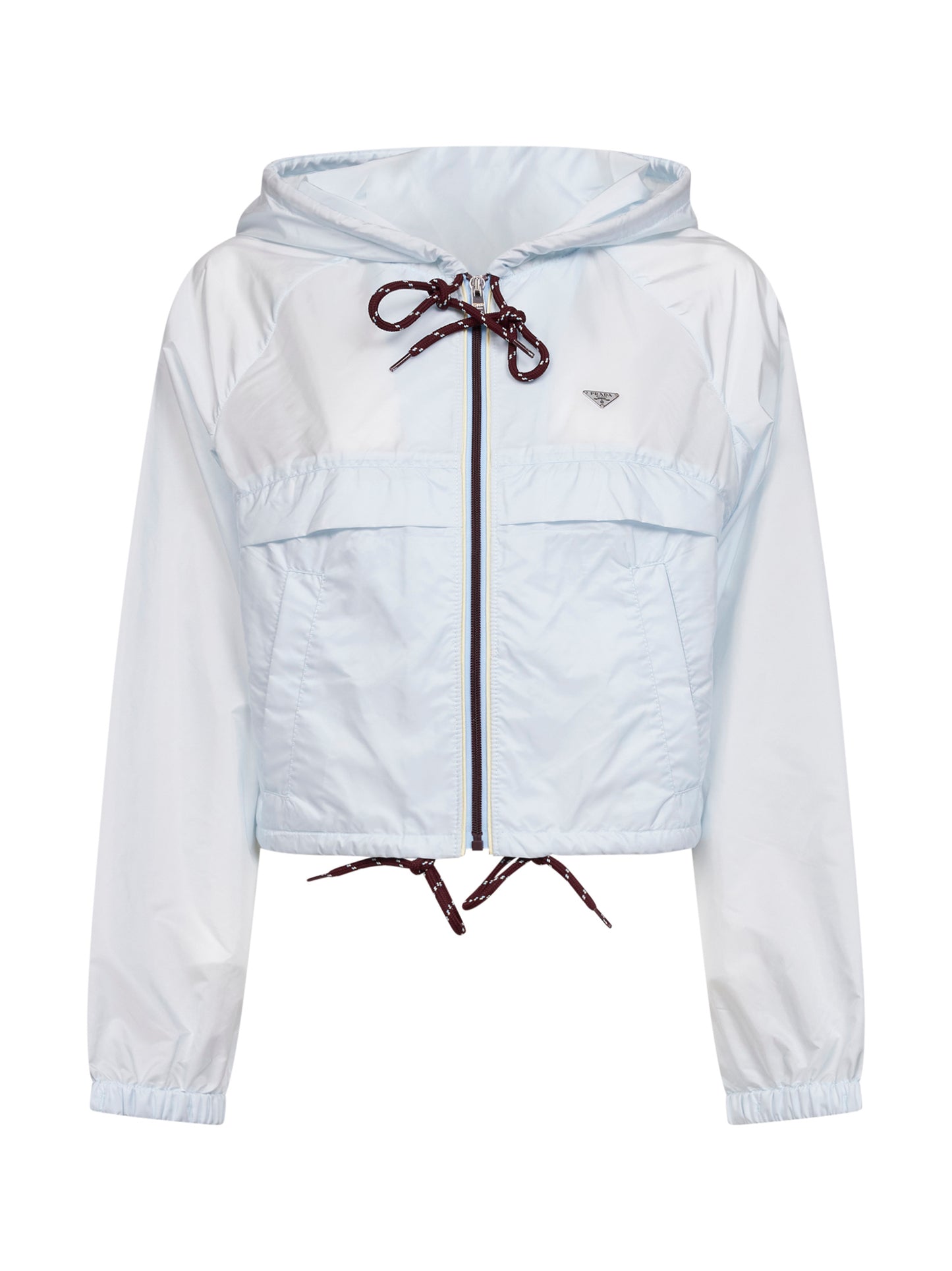 Light blue lightweight Re-Nylon hooded jacket