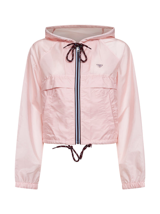 Pink lightweight Re-Nylon hooded jacket