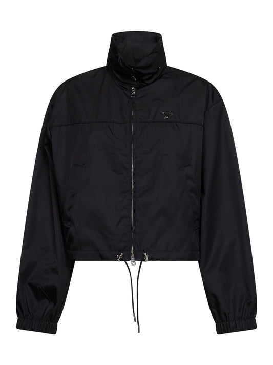 Black Re-Nylon hooded jacket