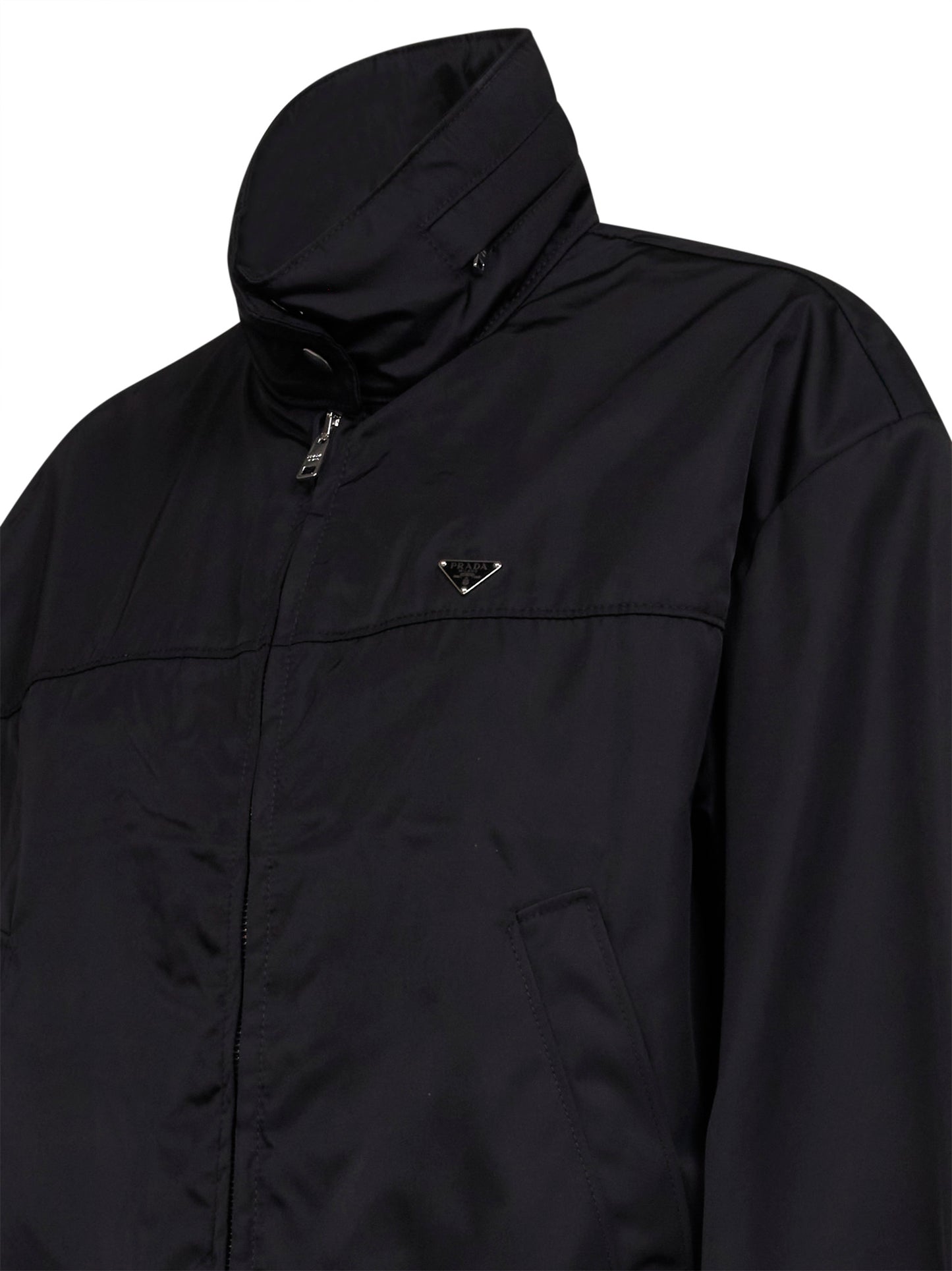 Black Re-Nylon hooded jacket